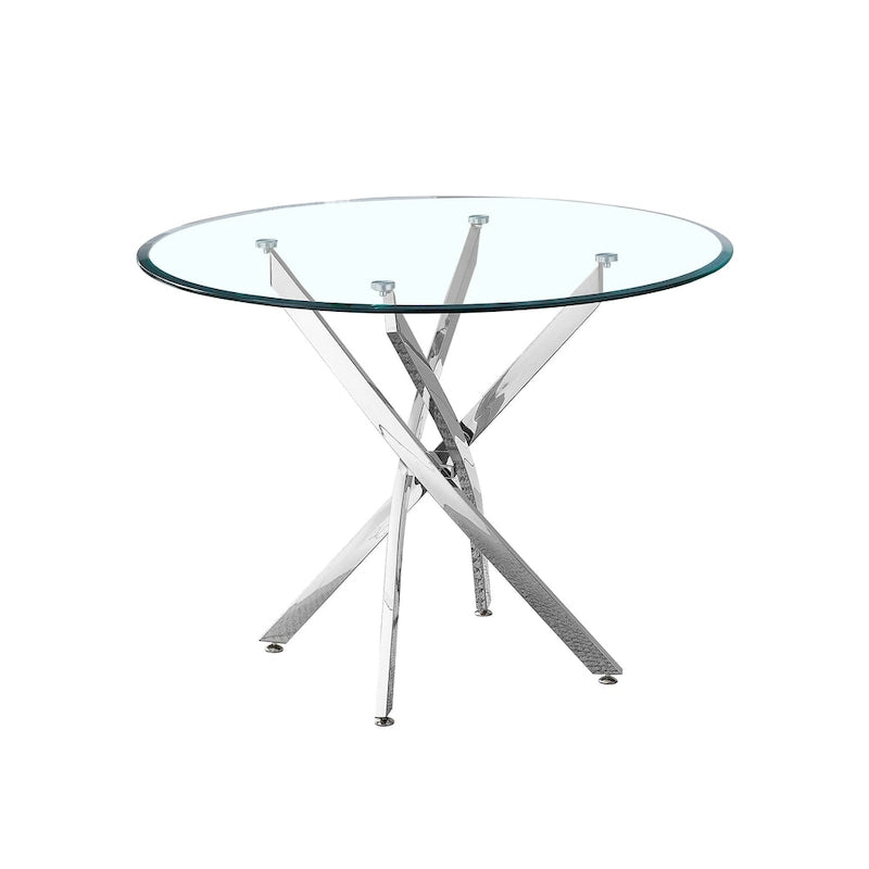 Modern round transparent tempered glass dining table