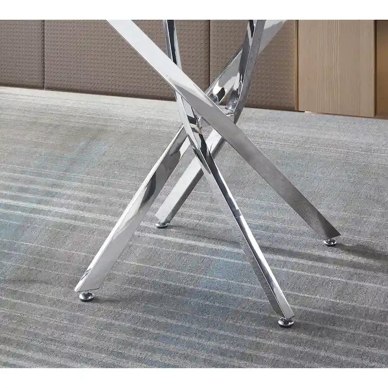 Modern round transparent tempered glass dining table