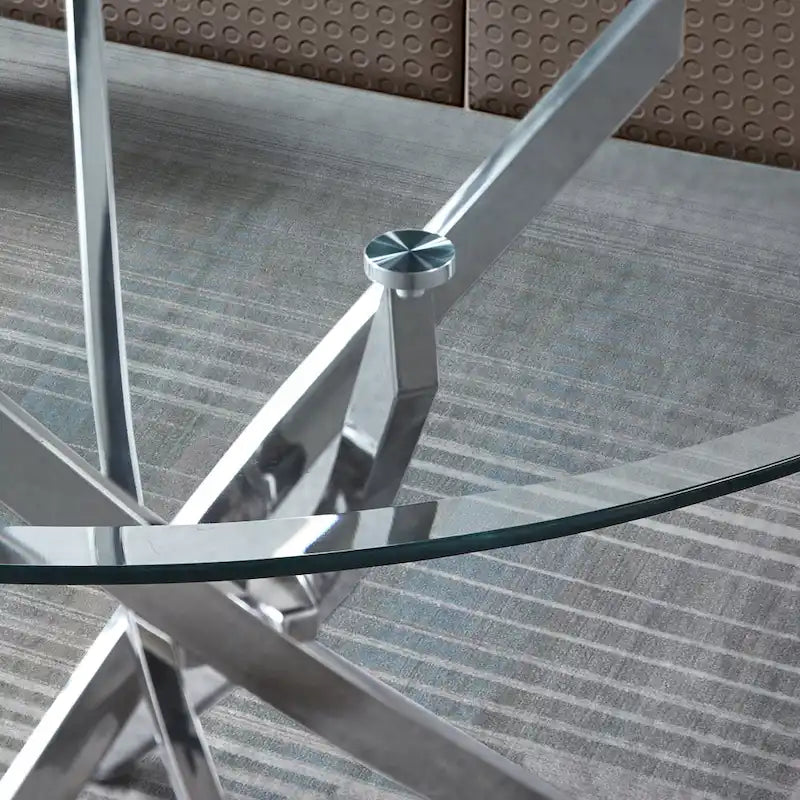 Modern round transparent tempered glass dining table