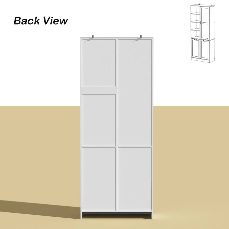 Elegant White Buffet Cabinet with Rotating Drawers Laundry Cabinet