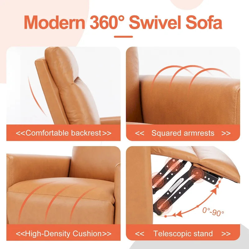 Manual Recliner Chair Single Sofa, 8 Different Massage Modes, Brown