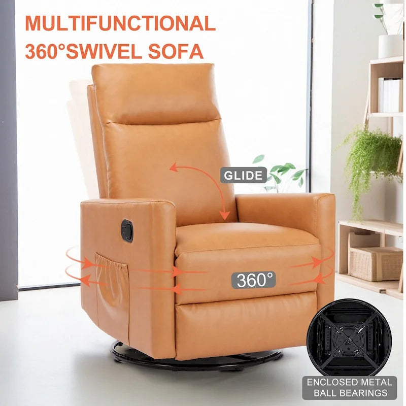 Manual Recliner Chair Single Sofa, 8 Different Massage Modes, Brown